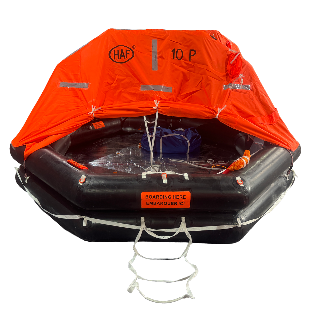 HAF SOLAS 10 Person Liferaft — Flat or Round GRP Container