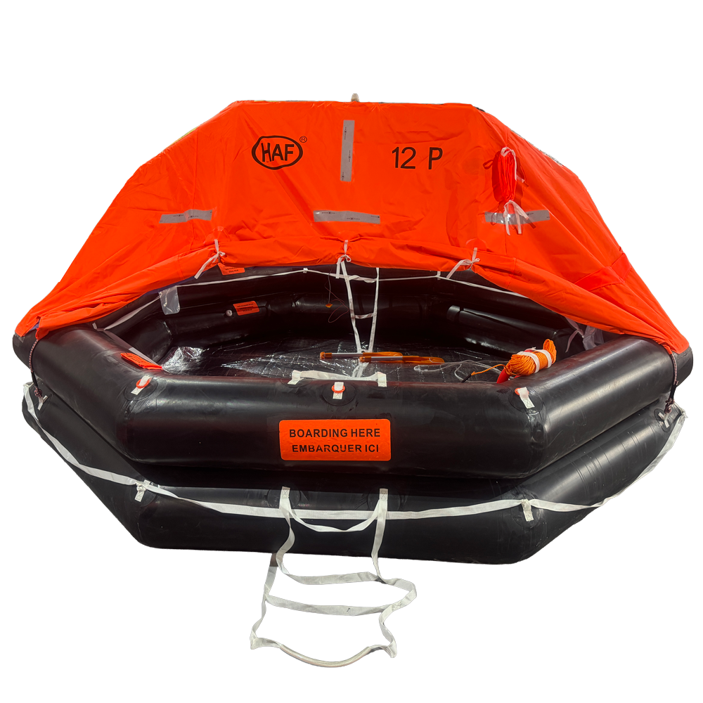 HAF SOLAS 12 Person Liferaft — Flat or Round GRP Container