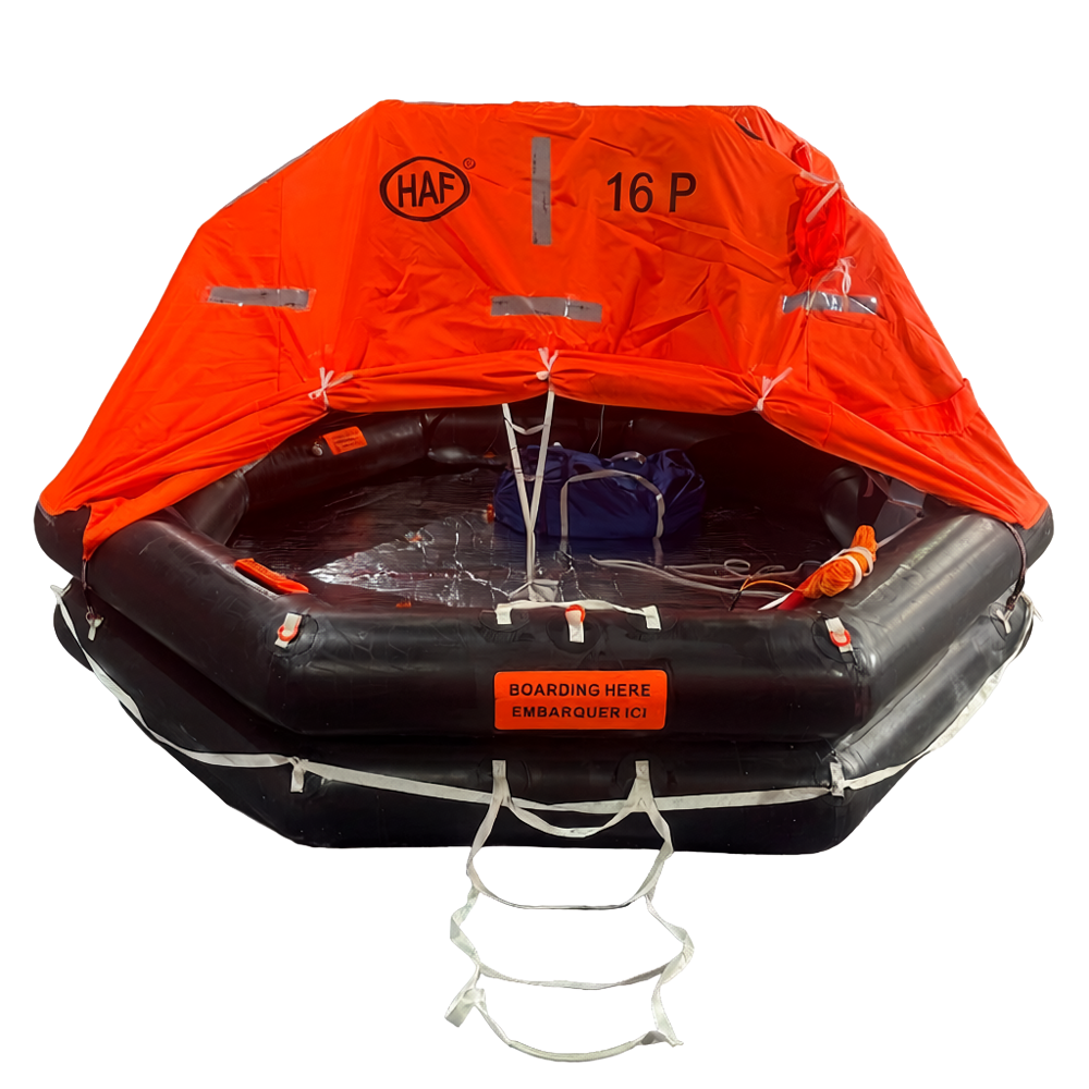 HAF SOLAS 16 Person Liferaft — Round GRP Container