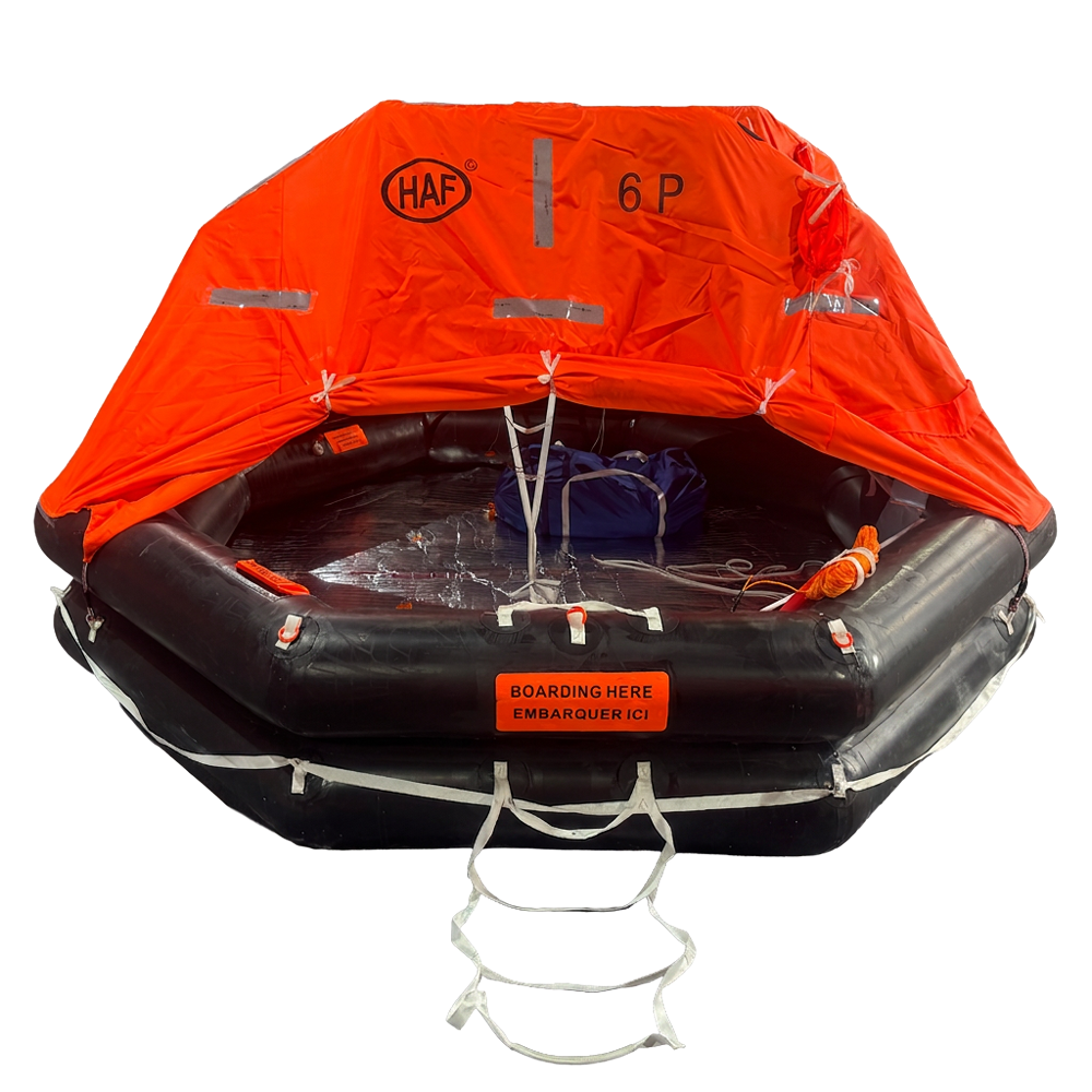 HAF SOLAS 6 Person Liferaft — Round GRP Container